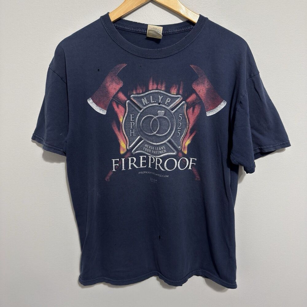 Vintage NYPD Firefighter Shirt Large Faded Y2K Cyber 2000s Distressed